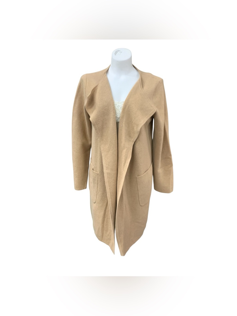 J. Crew Camel Open-Front Trench Coatigan Size M
